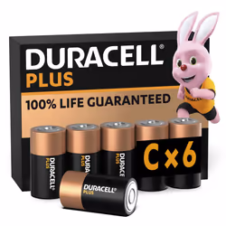 Duracell Plus C Batteries (6 Pack) - Alkaline 1.5V - 100% Life Guaranteed - Reliability For Devices - 0% Plastic Packaging -  ...