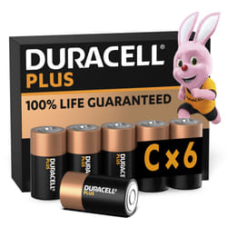 Duracell Plus C Batteries (6 Pack) - Alkaline 1.5V - 100% Life Guaranteed - Reliability For Devices - 0% Plastic Packaging - 10-Year Storage - MN1400