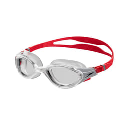 Speedo Unisex Biofuse 2.0 Swimming Goggles | Patented Easy Adjustment | Anti-Fog | Anti-Leak | Enhanced Fit | Comfort, Fed Red/Silver/Clear, One Size