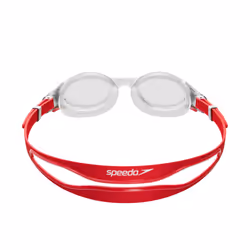 Speedo Unisex Biofuse 2.0 Swimming Goggles | Patented Easy Adjustment | Anti-Fog | Anti-Leak | Enhanced Fit | Comfort, Fed Red/Silver/Clear, One Size