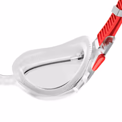 Speedo Unisex Biofuse 2.0 Swimming Goggles | Patented Easy Adjustment | Anti-Fog | Anti-Leak | Enhanced Fit | Comfort, Fed Red/Silver/Clear, One Size