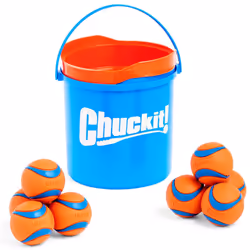 ChuckIt! Ultra Ball Dog Toy Chuckit Bucket Durable Rubber Dog Ball and Bucket It Launcher Compatible Toy Balls For Dogs with  ...