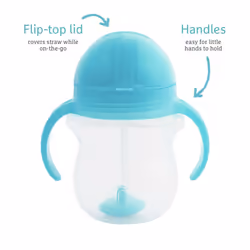 Munchkin Click Lock Tip & Sip Straw Cup Set | Baby Toddler Sippy Cups with Leakproof Cup| Baby Cup Weighted Baby Bottles -7oz/207 ml | 2 Pack | Blue