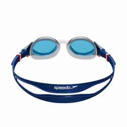 Speedo Unisex Biofuse 2.0 Swimming Goggles | Patented Easy Adjustment | Anti-Fog | Anti-Leak | Enhanced Fit | Ammonite Blue/White/Red/Blue, One Size