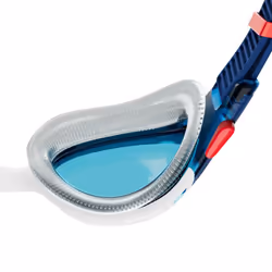 Speedo Unisex Biofuse 2.0 Swimming Goggles | Patented Easy Adjustment | Anti-Fog | Anti-Leak | Enhanced Fit | Ammonite Blue/White/Red/Blue, One Size