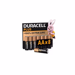 Duracell Plus AA Batteries (8 Pack) - Alkaline 1.5V - Up To 100% Extra Life - Everyday Devices - 0% Plastic Packaging - 10-Ye ...
