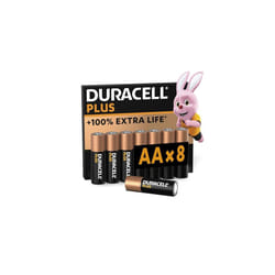 Duracell Plus AA Batteries (8 Pack) - Alkaline 1.5V - Up To 100% Extra Life - Everyday Devices - 0% Plastic Packaging - 10-Year Storage - LR6 MN1500