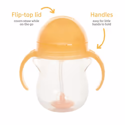 Munchkin Click Lock Tip & Sip Straw Cup Set | Baby Toddler Sippy Cups with Cup | Baby Cup Weighted Straw |Baby Bottles -7oz/207 ml| 2 Pack | Orange