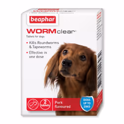 Beaphar WORMclear Tablets for Dogs, Kills all Common UK Intestinal Worms (Roundworms and Strength Treatment, Pork-Flavoured,  ...