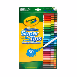 CRAYOLA SuperTips Washable Markers - Assorted Colours (Pack of 50) | Premium Felt Tip Pens Easily Wash Off Skin & Clothing |  ...