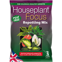 Houseplant Focus Repotting Mix, 3L - Growth Technology Potting Soil for Indoor Plants - Peat-Free Soil - Professional Grade House Plant Food, Brown