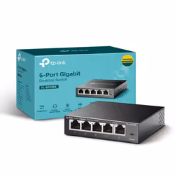 TP-Link TL-SG105S, 5 Port Gigabit Ethernet Network Switch, Ethernet Splitter, Hub, Desktop and Sturdy Metal, Fanless, Plug an ...