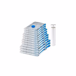 Amazon Basics Vacuum Compression Zipper Storage Bags with Airtight Valve and Hand Pump, 3x (Jumbo, Large, Medium, Small), 12- ...