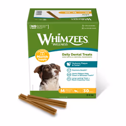WHIMZEES By Wellness Stix, Dental Sticks, 30 Pieces (1 Month Supply), Size Chews for Medium Breeds, Natural, Grain-Free, Rawh ...