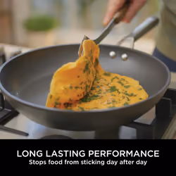 Ninja ZEROSTICK Premium Cookware 26cm Frying Pan, Long Lasting, Non-Stick Hard Anodised Aluminium, Compatible, Oven Safe to 260C, Grey, C30026UK
