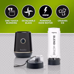 Breville Blend Active Personal Blender & Smoothie Maker | 350W | 1 Portable Blend Active Bottle (600ml) | Leak Proof Lid | Black & Gold [VBL251]