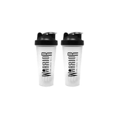 Warrior Protein Shaker Bottle, Includes Wire Mixball Blender â 600ml â Perfect for Mixing Powdered Clear, BPA Free, Dishwasher Safe (Pack of 2)