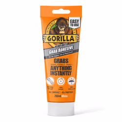 Gorilla Heavy Duty White Grab Adhesive 200ml Tube â All-Purpose, Ultra-High Strength, Holds Instantly, 100% Waterproof & te ...