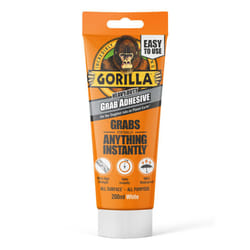 Gorilla Heavy Duty White Grab Adhesive 200ml Tube â All-Purpose, Ultra-High Strength, Holds Instantly, 100% Waterproof & temperature resistant