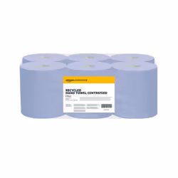AmazonCommercial Paper Hand Towels, 2-ply Centrefeed, Blue Roll Recycled, 6 Rolls (1 pack), 450 Sheets per Roll, Sheet Size: ...