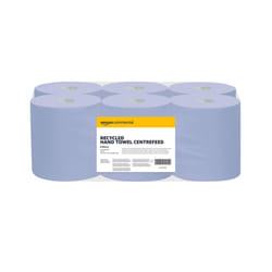 AmazonCommercial Paper Hand Towels, 2-ply Centrefeed, Blue Roll Recycled, 6 Rolls (1 pack), 450 Sheets per Roll, Sheet Size: 30 cm x 20 cm