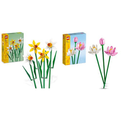 LEGO Creator Daffodils, Artificial Flowers Set for Kids & Creator Lotus Flowers Set, Bouquet Building Kit for Girls, Boys and Flower Fans