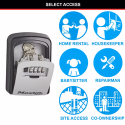 MASTER LOCK Key Safe Wall Mounted, Medium 85 x 119 x 36 mm, Outdoor, Mounting Kit, for Home Office Industries Vehicles, Black & Silver