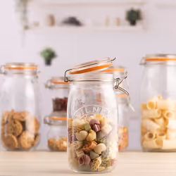 Kilner Clip Top Jar 1.5 Litre (1500 ml) Airtight Glass Storage Jar for Preserving Fruits Vegetables Coffee Tea Rice Flour Nuts Pasta
