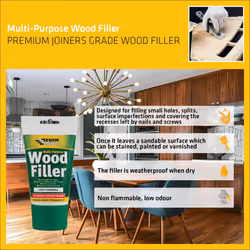 Everbuild Multipurpose Wood Filler â Ideal For Filling Small Imperfections â Sandable â Light Stainable â Easy Squeeze Tube â 100ml