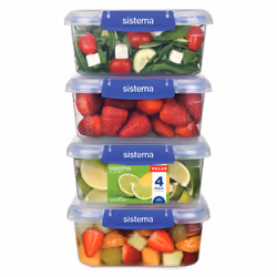 Sistema KLIP IT PLUS Leakproof Food Storage | 1 L | Airtight & Stackable Meal with Lids | School Lunch Boxes | BPA-Free | 4 C ...