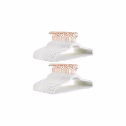 Amazon Basics - 100-Pack Matching Hangers to Carry and Organise Suits, Trousers, Blazers and Folded Trouser, Ivory/Rose Gold