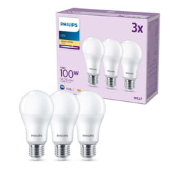 Philips LED Frosted A67 Light Bulb 3 Pack [Warm White 2700K - E27 Edison Screw] 100W, Non Dimmable. for Home Indoor Lighting