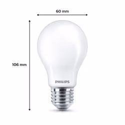 Philips LED Frosted A60 Light Bulb 3 Pack [Warm White 2700K - E27 Edison Screw] 60W, Non Dimmable. for Home Indoor Lighting
