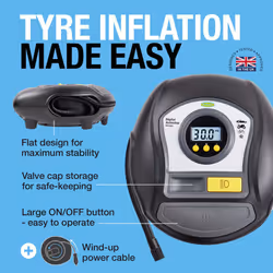 Ring Automotive TYREINFLATE 450 Digital Tyre Inflator With Auto-Stop functionality - Measures in PSI, BAR & kPA, RTC450