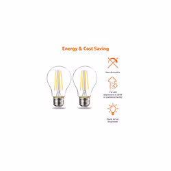 Amazon Basics LED E27 Edison Screw Bulb, 7W (Equivalent to 60W), Clear Filament, Warm White, Non Dimmable, (Pack of 2)
