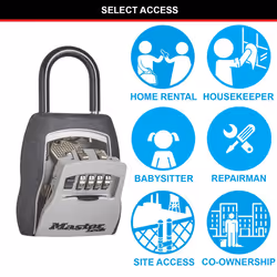 MASTER LOCK Portable Key Safe with Shackle, Medium 90 x 157 x 40 mm, Outdoor, for Home Office Industries Vehicles