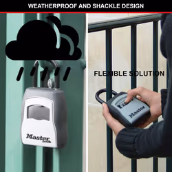 MASTER LOCK Portable Key Safe with Shackle, Medium 90 x 157 x 40 mm, Outdoor, for Home Office Industries Vehicles