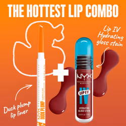 NYX Professional Makeup Lip IV in shade Cranberry Splash & Duck Plump Liner in shade Ducking Clear, Duo Bundle