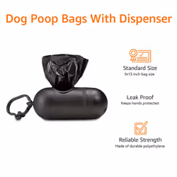 Amazon Basics Dog Poop/Waste Bags with Dispenser and Leash Clip, Unscented, 600 Bags (40 Packs of 15 Bags)