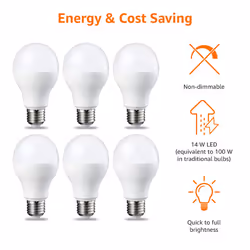 Amazon Basics LED E27 Edison Screw Bulb, 14W (Equivalent to 100W), Cool White, Non Dimmable - Pack of 6