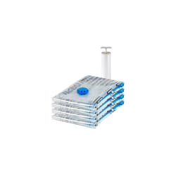 Amazon Basics Vacuum Compression Zipper Storage Bags with Hand Pump - 4 Pack, X-Jumbo, Polyamide, Clear