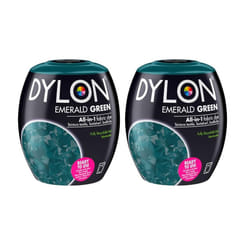 DYLON Washing Machine Fabric Dye Pod for Clothes & Soft Furnishings, 350g â Emerald Green (Pack of 2)