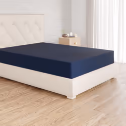 Amazon Basics Soft Microfibre Fitted Sheet, Deep Pocket 12 inch (30 cm), 160 x 200 x 30 cm, Navy Blue
