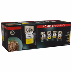 SHEBA - Adult Wet Cat Food Pouches- 40 x 85 g - Poultry - Bulk Cat Food Megapack - 40 Jelly Pouches