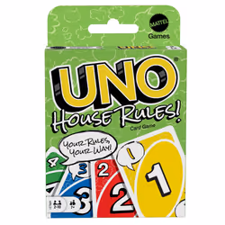 Mattel Games UNO House Rules Card Game for Family Night, Game Night, Travel, Camping & Party, HRL31