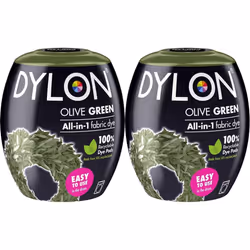 DYLON Washing Machine Fabric Dye Pod for Clothes & Soft Furnishings, 350g â Olive Green (Pack of 2)
