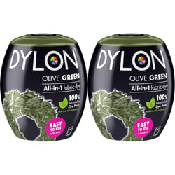 DYLON Washing Machine Fabric Dye Pod for Clothes & Soft Furnishings, 350g â Olive Green (Pack of 2)