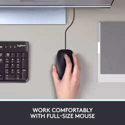 Logitech B100 Wired USB Mouse, 3-Buttons, Optical Tracking, Ambidextrous PC / Mac / Laptop - Black