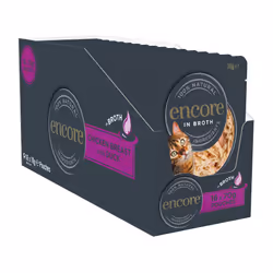 Encore 100% Natural Adult Wet Cat Food, Chicken with Duck in Broth 70g (Pack of 16 x 70g Pouches)