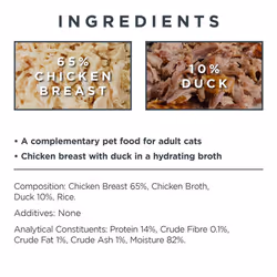 Encore 100% Natural Adult Wet Cat Food, Chicken with Duck in Broth 70g (Pack of 16 x 70g Pouches)